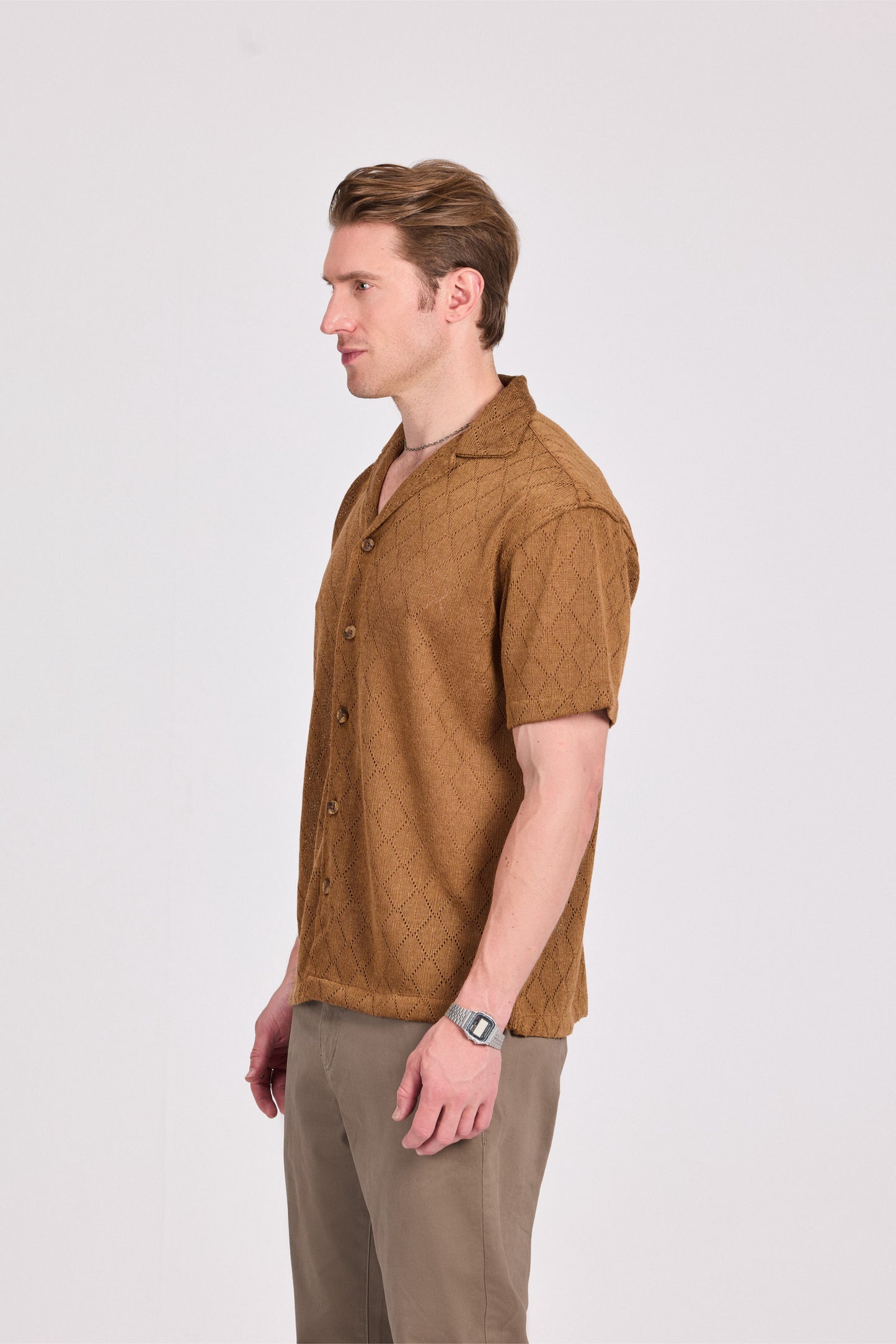 Knitted Marine Short Sleeve Shirt