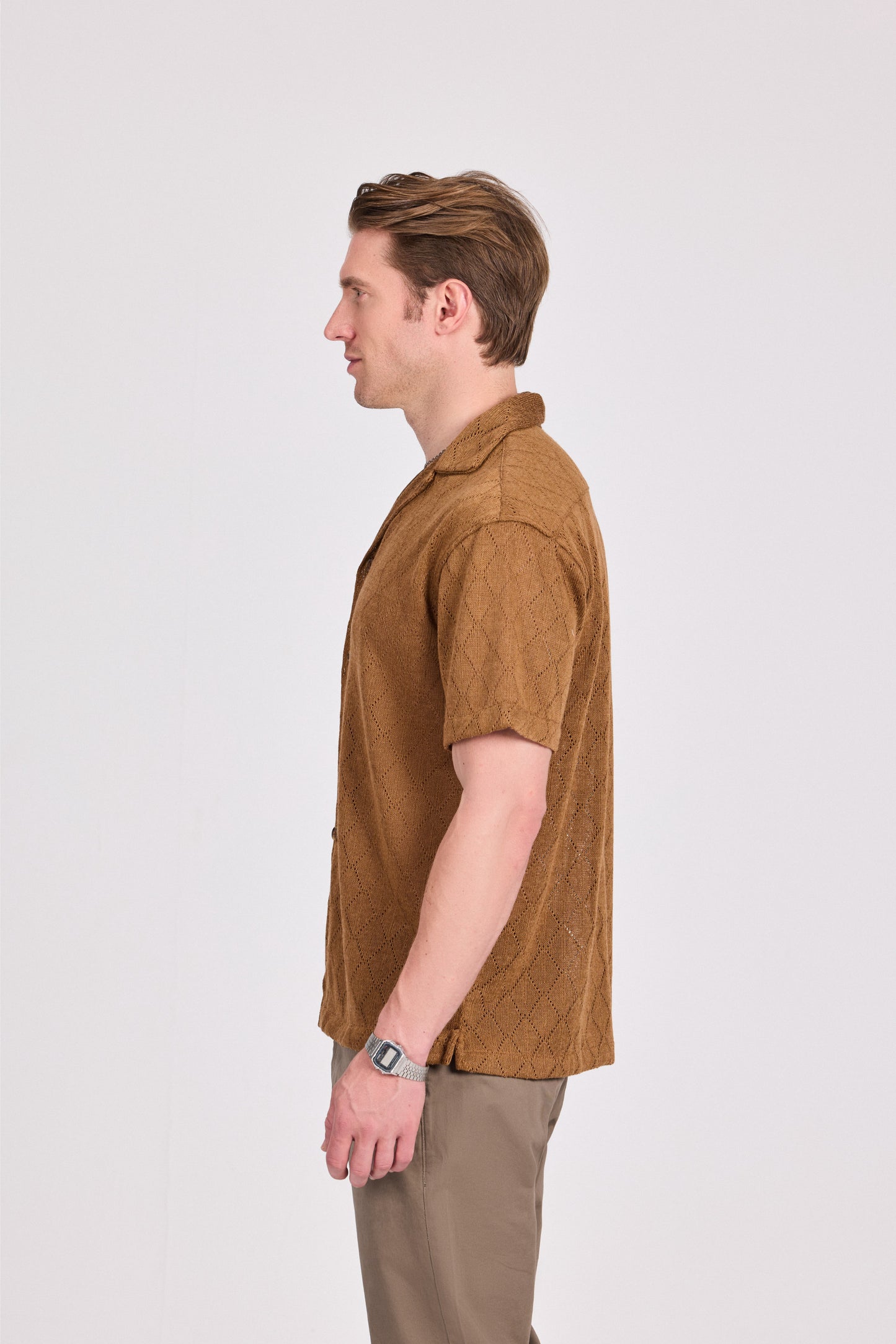 Knitted Marine Short Sleeve Shirt