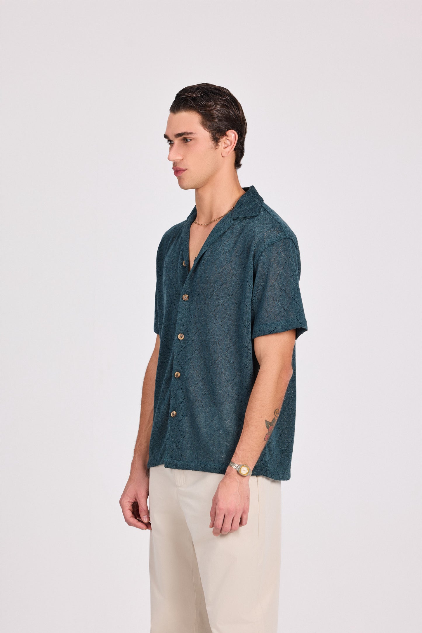 Knitted Marine Short Sleeve Shirt