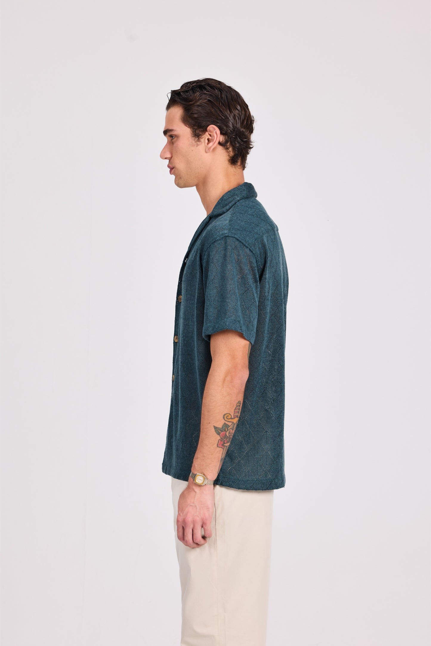 Knitted Marine Short Sleeve Shirt
