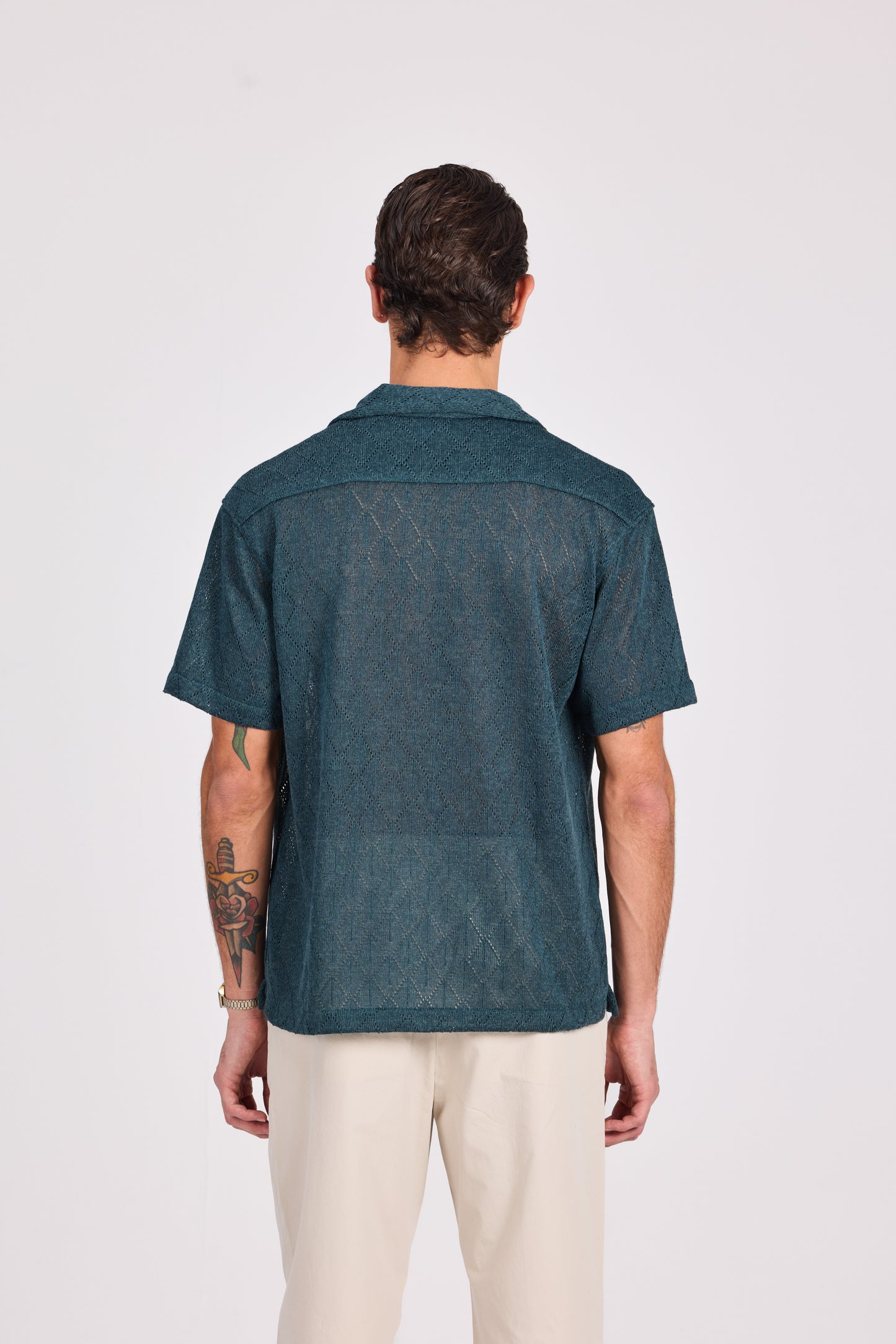 Knitted Marine Short Sleeve Shirt