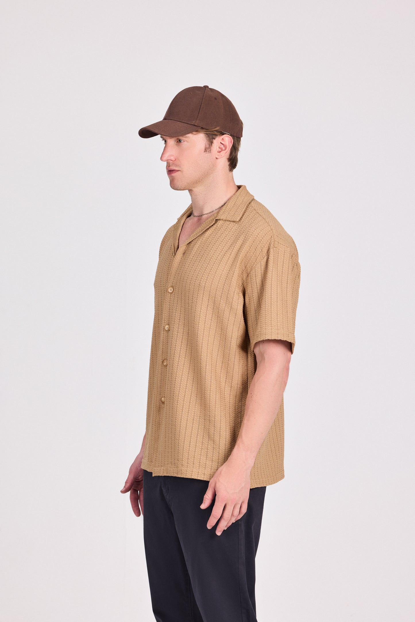 Beige Poly Lace-Knit Shirt