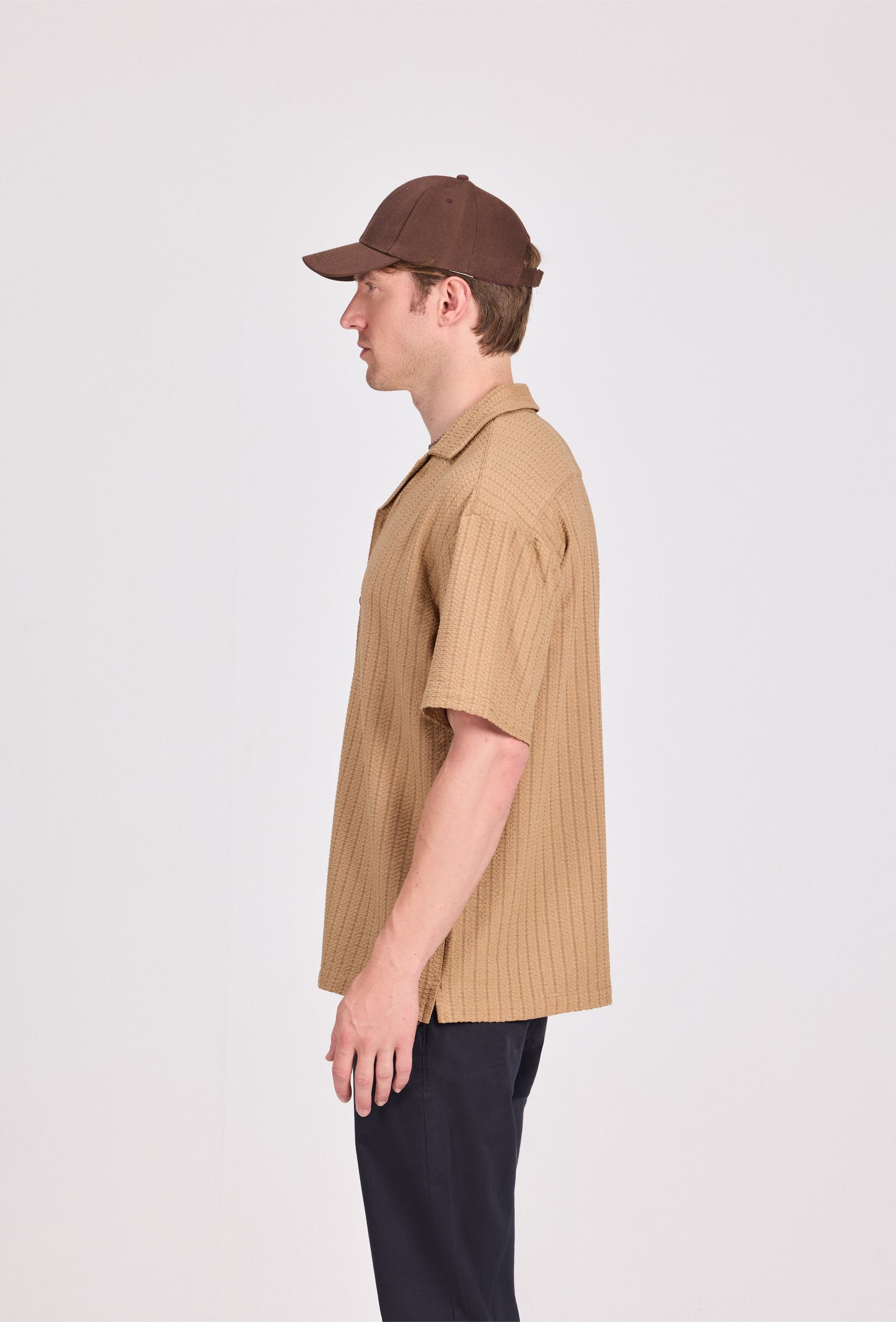 Beige Poly Lace-Knit Shirt