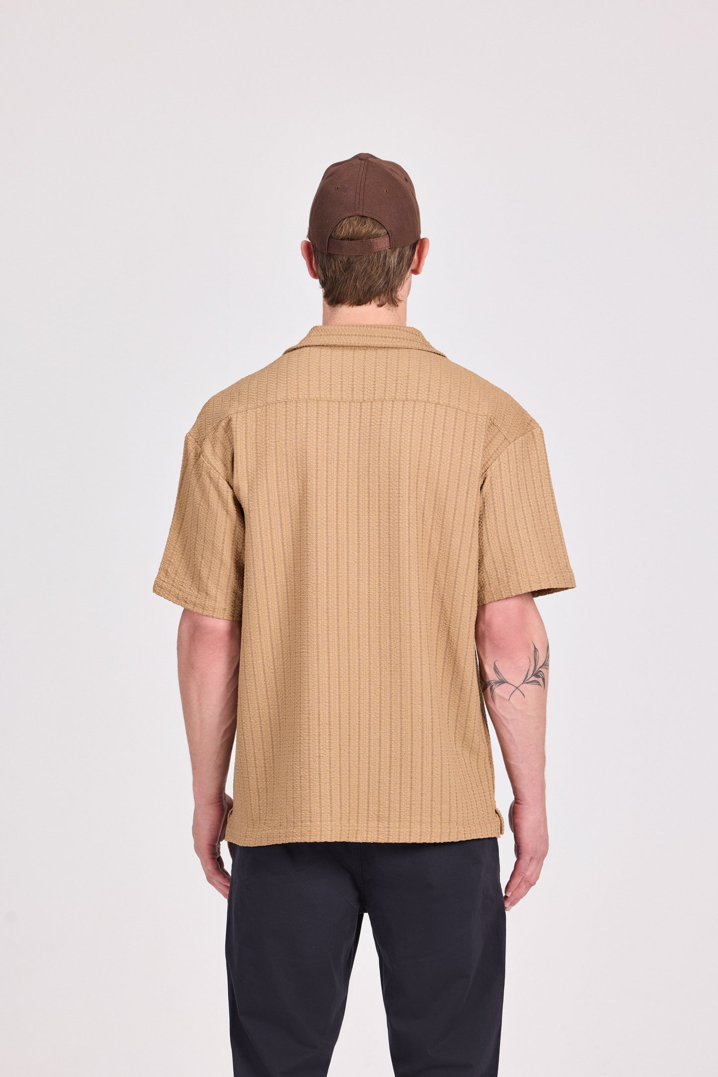 Beige Poly Lace-Knit Shirt