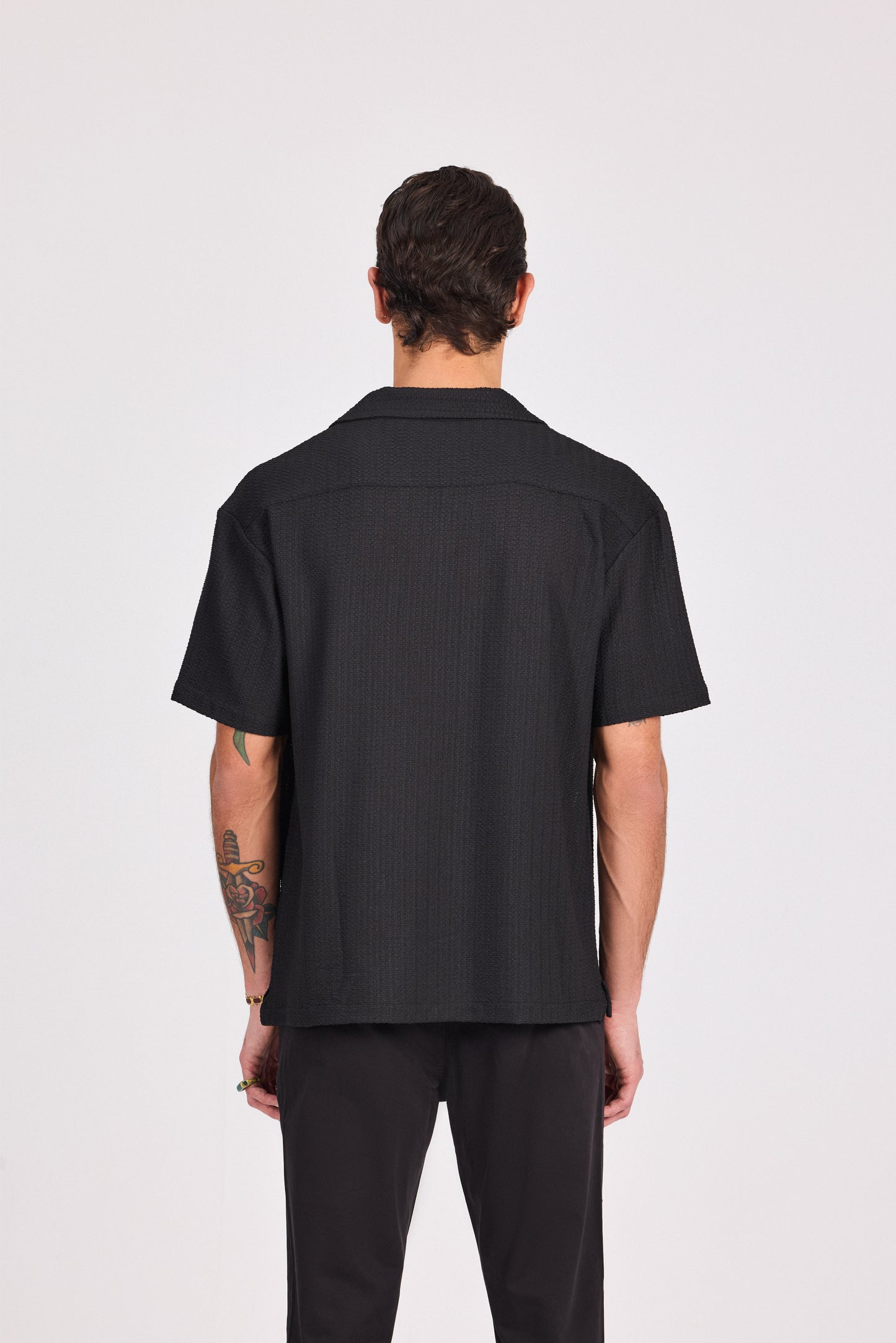 Dark Grey Poly Lace-Knit Shirt