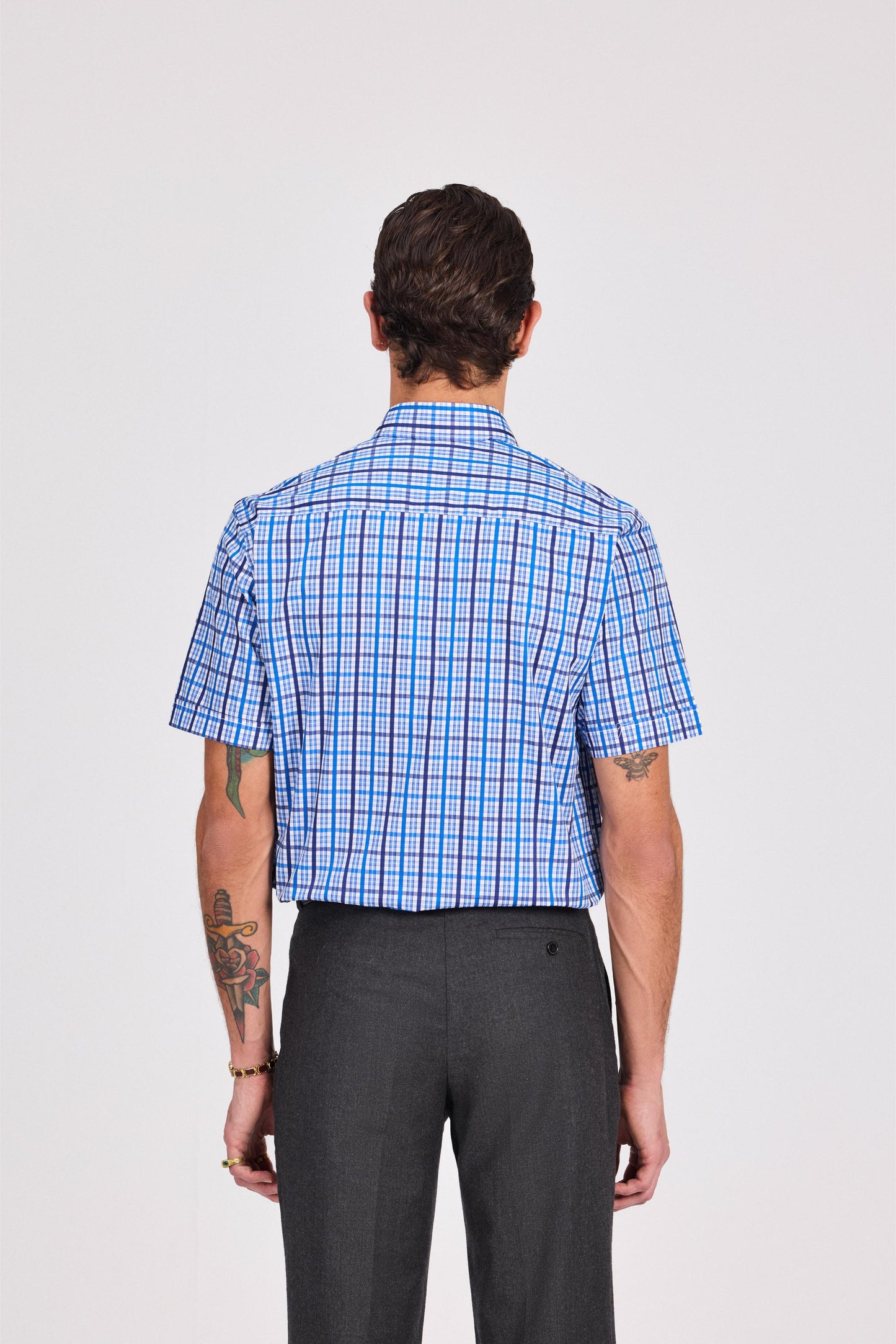 Blue checkered Short Sleeve Shirt