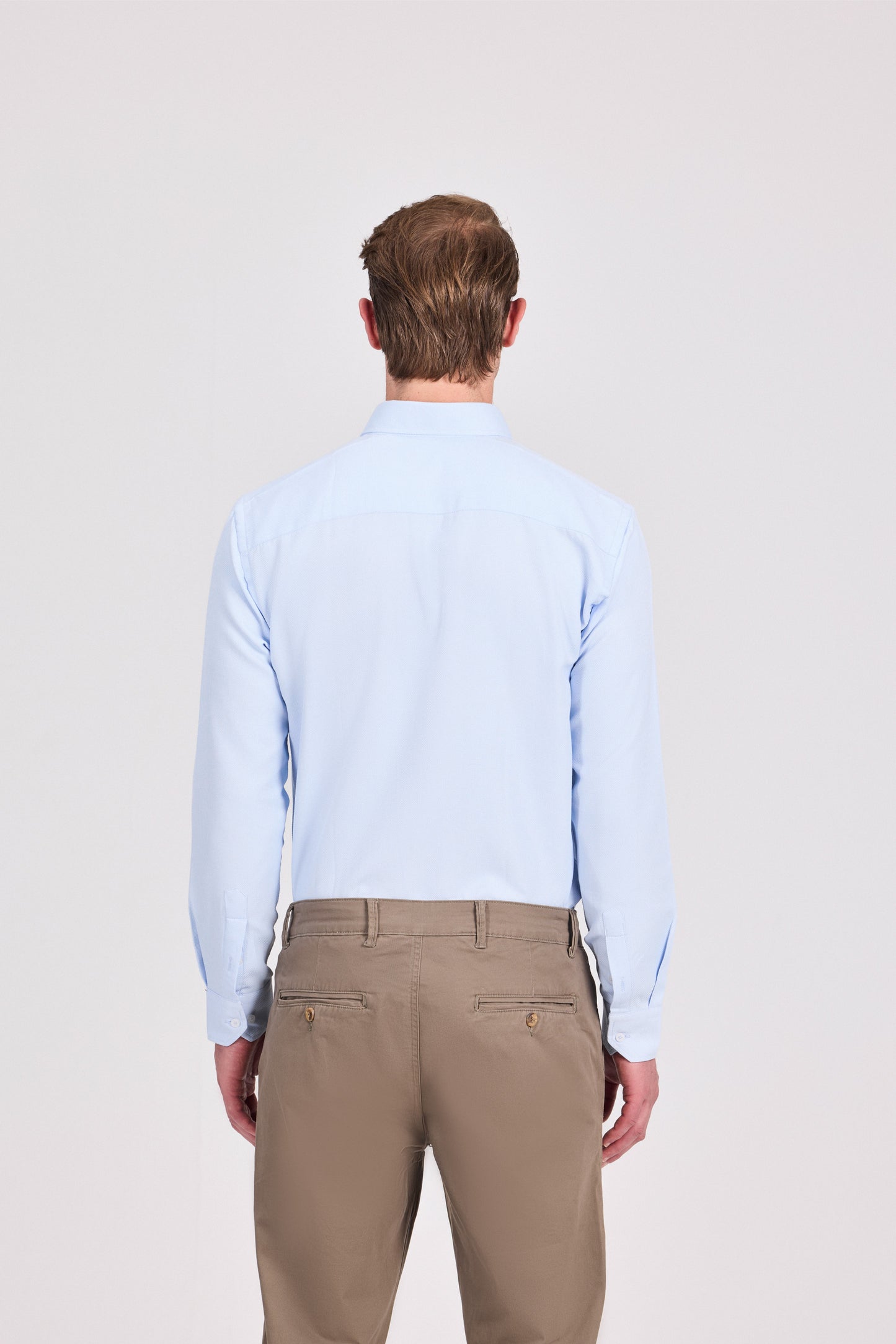 Baby Blue Smart Casual Poly-Cotton Jacquard Shirt