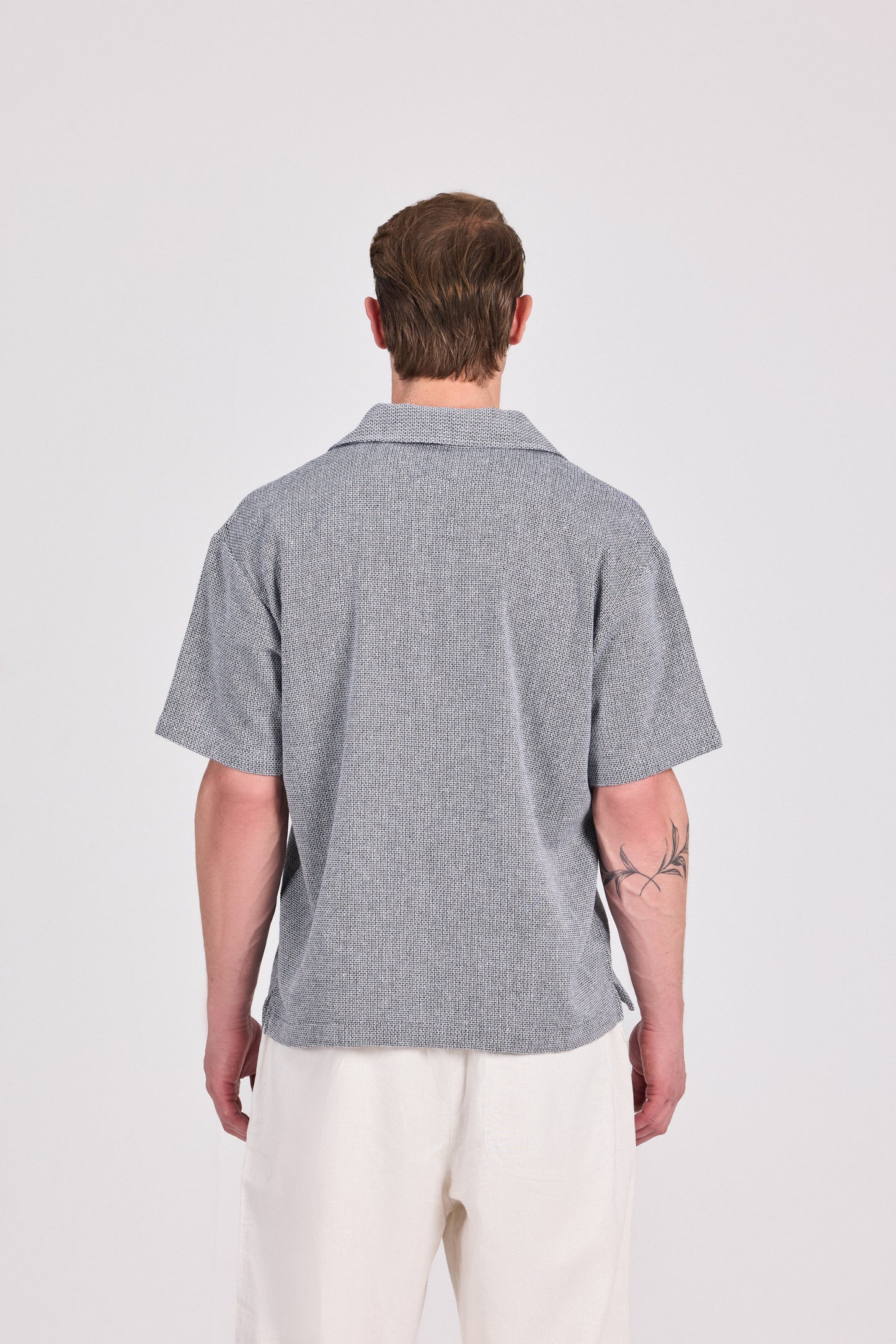 Grey Checkered 100% Cotton Short Sleeve Shirt