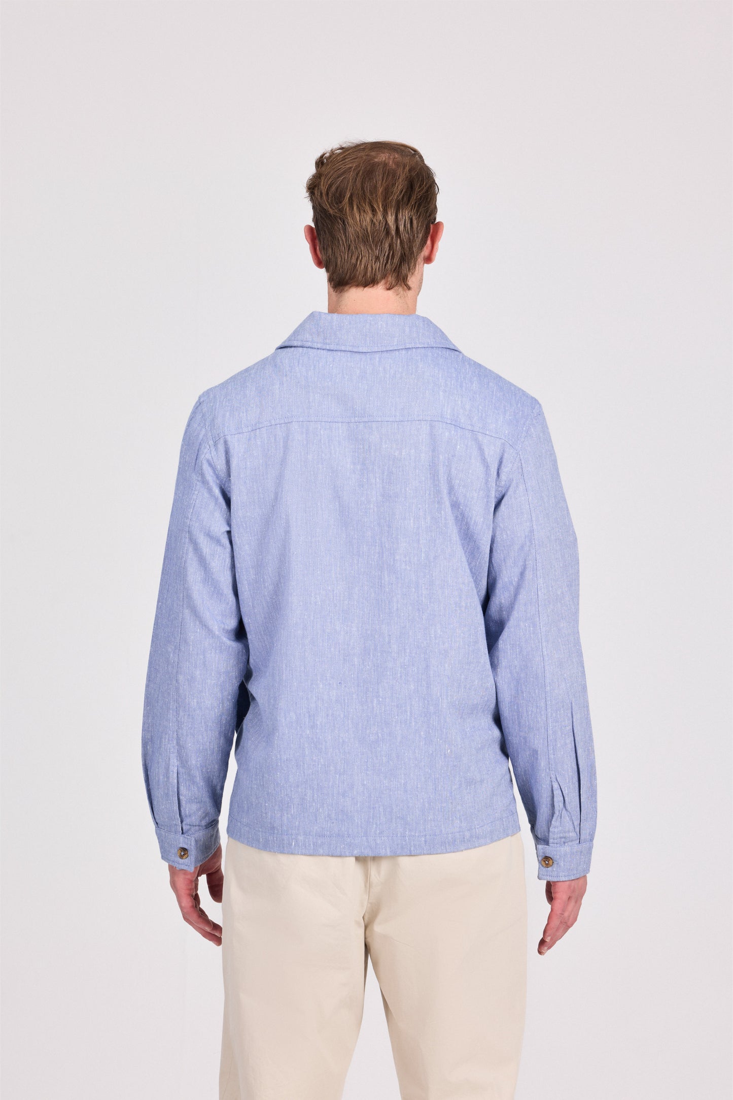 Baby Blue Poly-Cotton Lenin Look Jacket