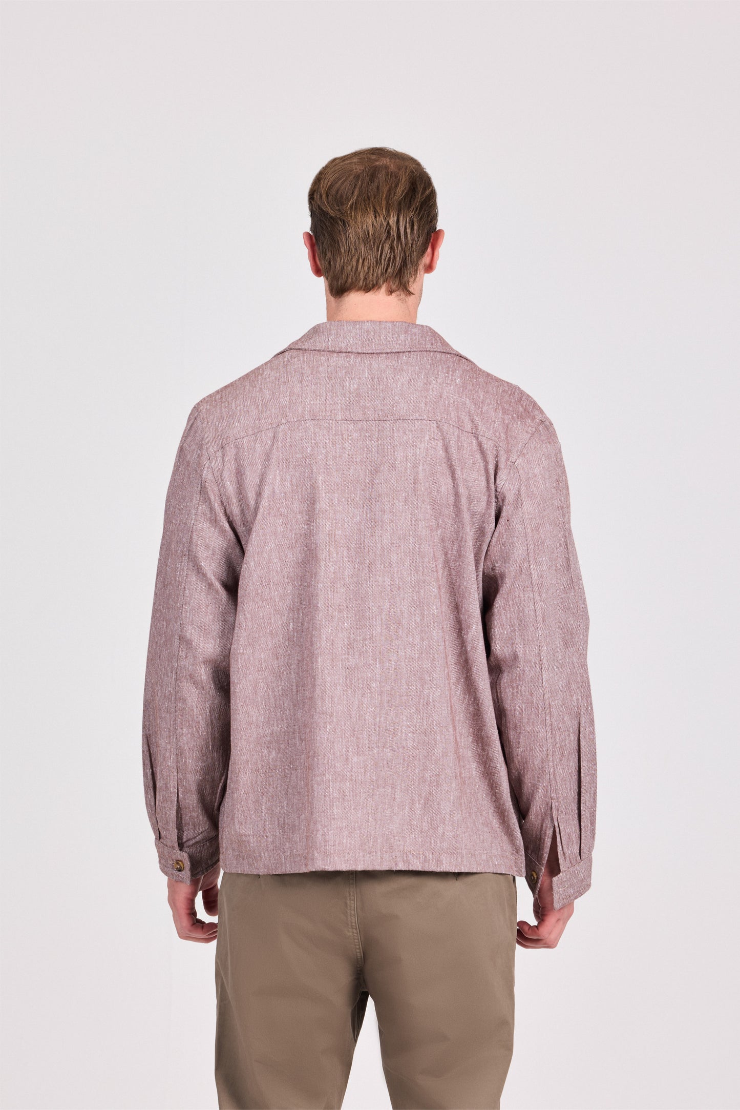 Brown Poly-Cotton Lenin Look Jacket