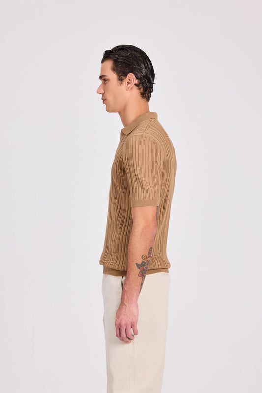 Dark Beige Milan Mesh Polo