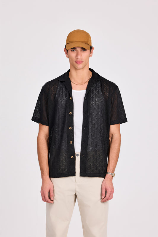 Knitted Marine Short Sleeve Shirt