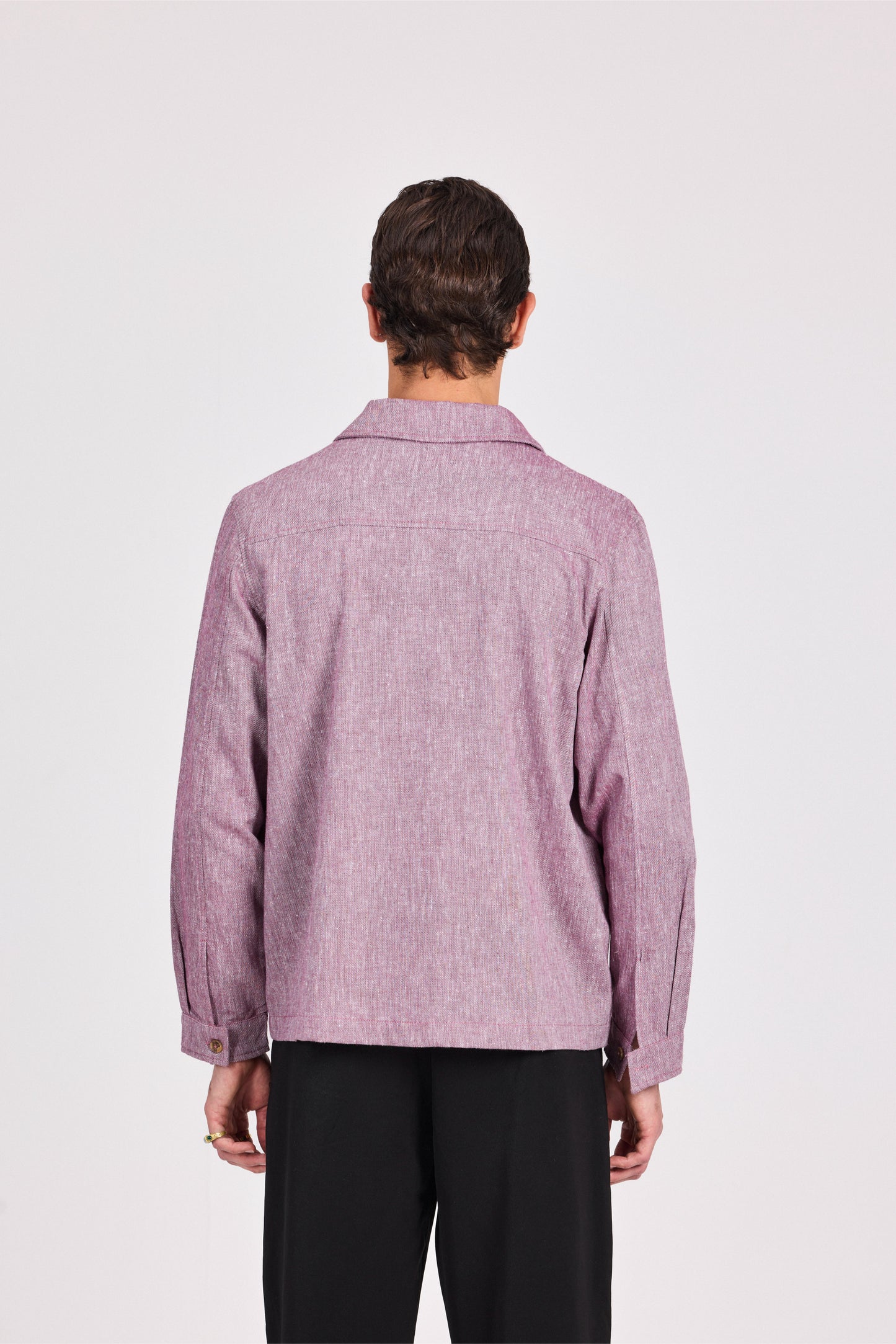 Burgundy Poly-Cotton Lenin Look Jacket