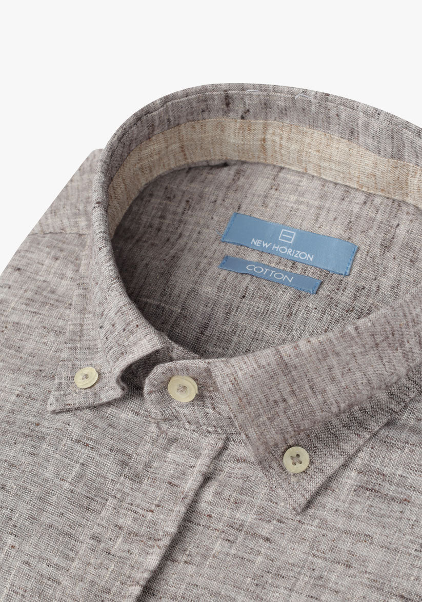 Brown Linen Vibe Long Sleeves Shirt