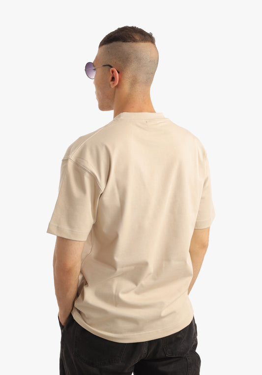 Beige Printed Oversize T-shirt