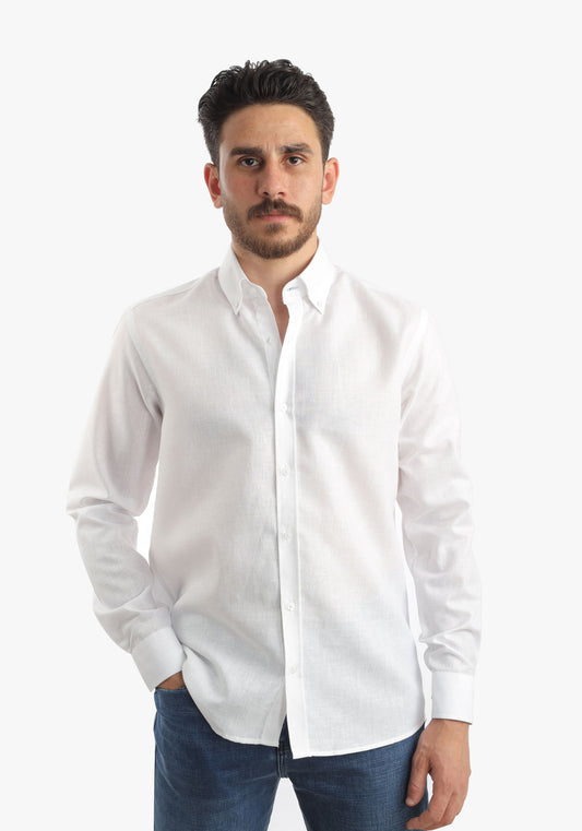 White  Mixed Cotton Long Sleeves Shirt
