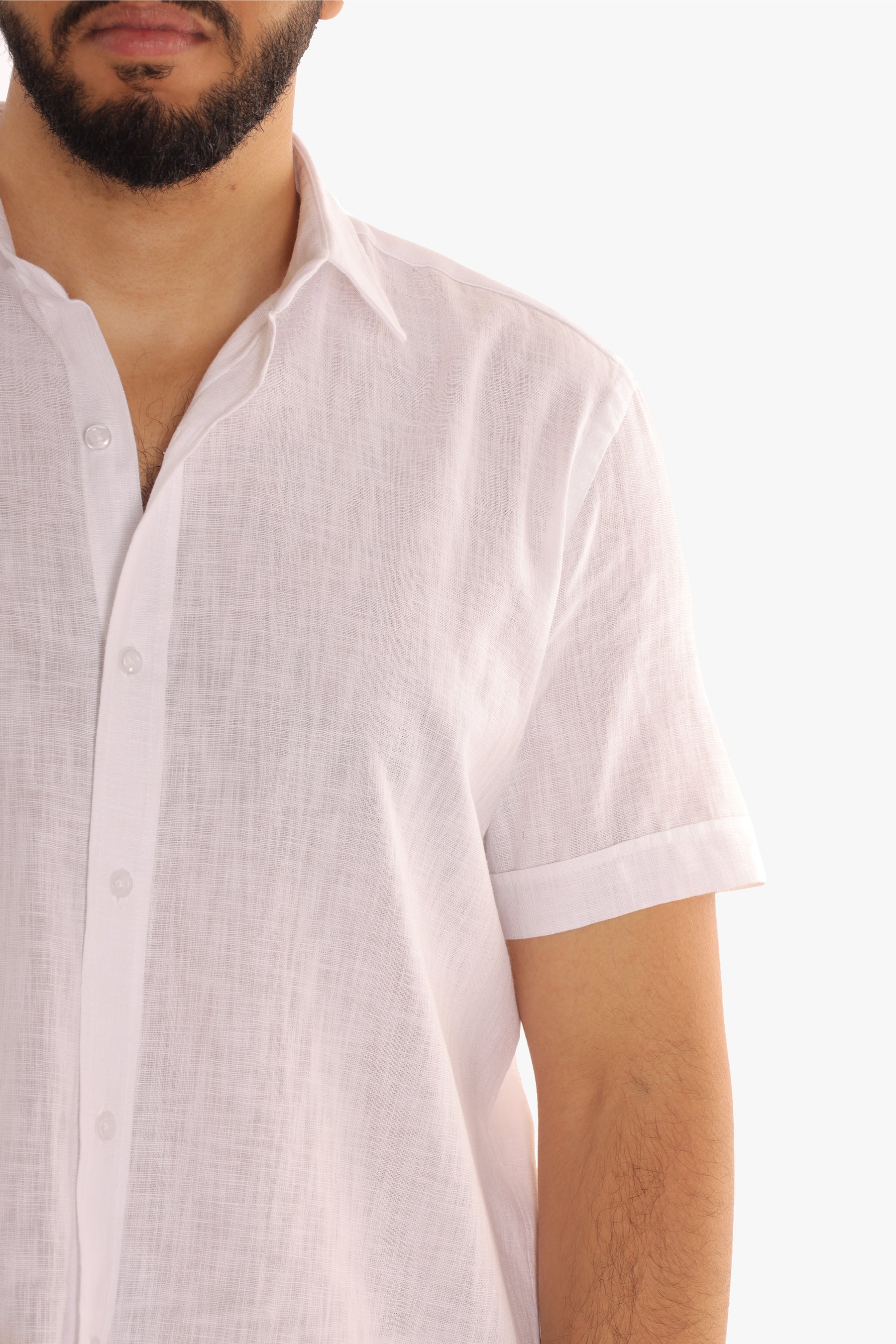 White Linen Short Sleeves Shirt