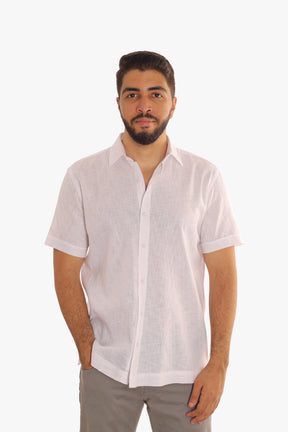 White Linen Short Sleeves Shirt