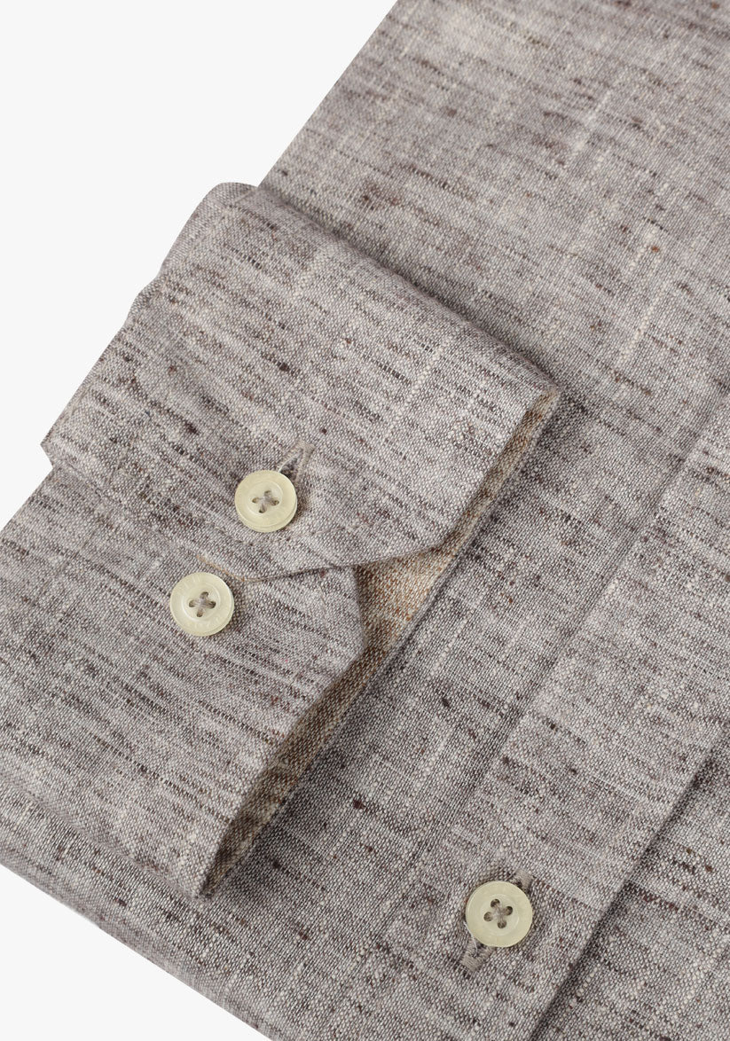 Brown Linen Vibe Long Sleeves Shirt