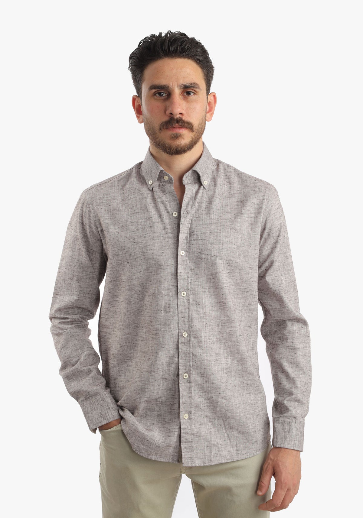 Brown Linen Vibe Long Sleeves Shirt