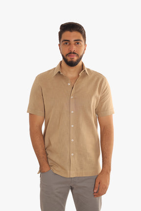 Brown Linen Short Sleeves Shirt