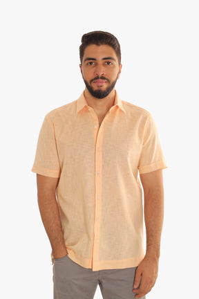 Orange Linen Short Sleeves Shirt