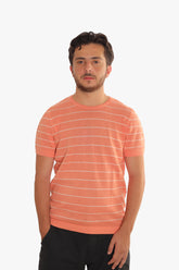 Orange Crewneck Striped Trico