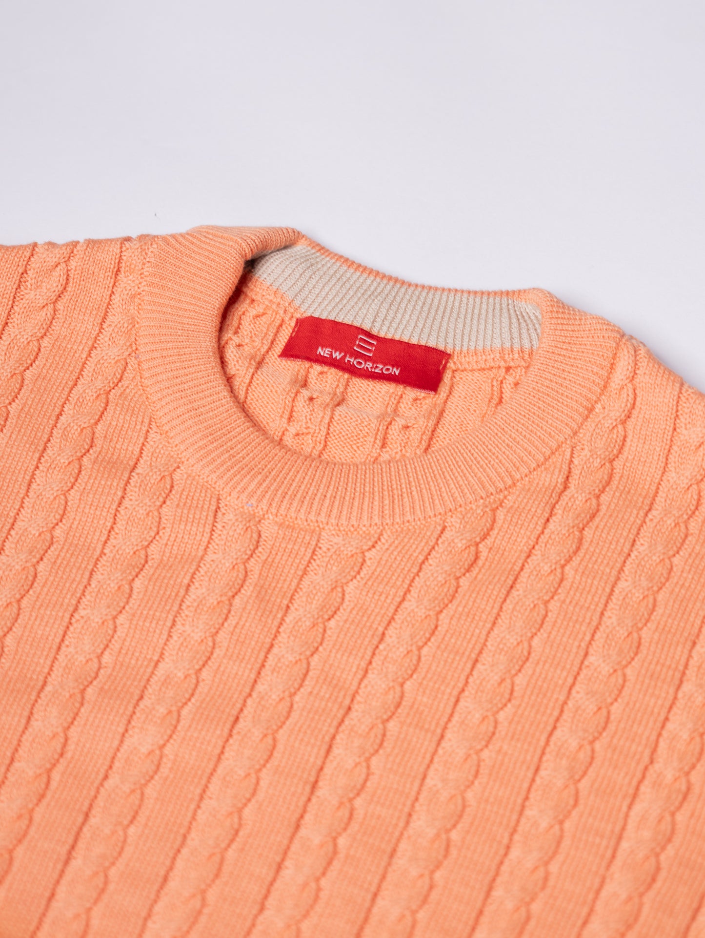 Orange Cable Knit Pullover