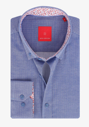 Dark Blue Jacquard Cotton Shirt