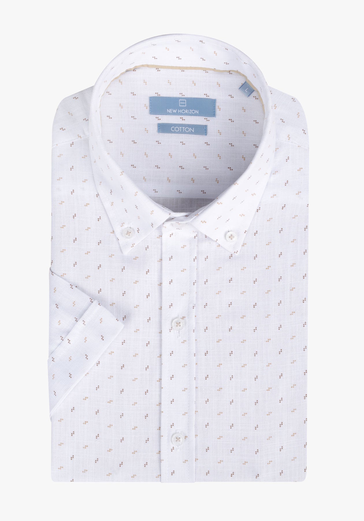 Printed Linen Look Short Sleeves Shirt