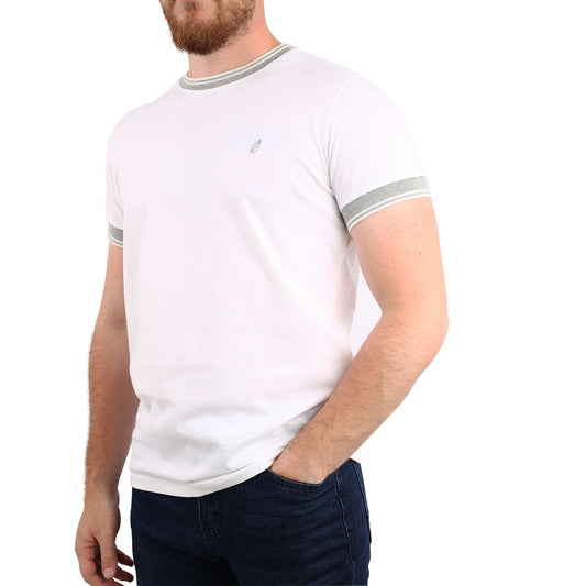 Off-white basic short sleeve T-shirt  with a Trico collar