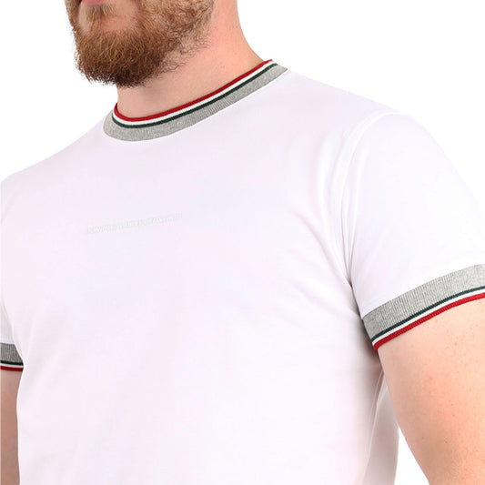 White Basic short sleeve T-shirt  with a Trico collar