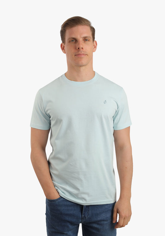 Baby Blue Round Neck Basic T-Shirt