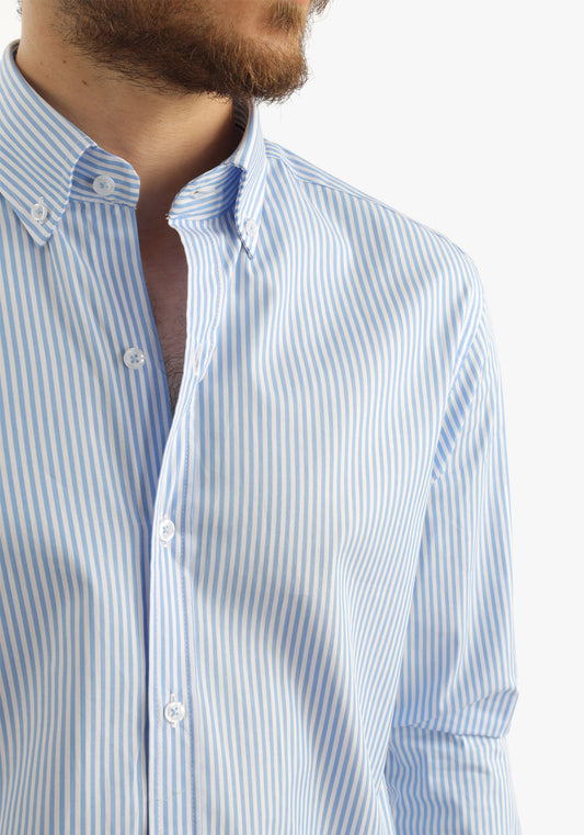 Blue Striped Long Sleeves Casual Shirt
