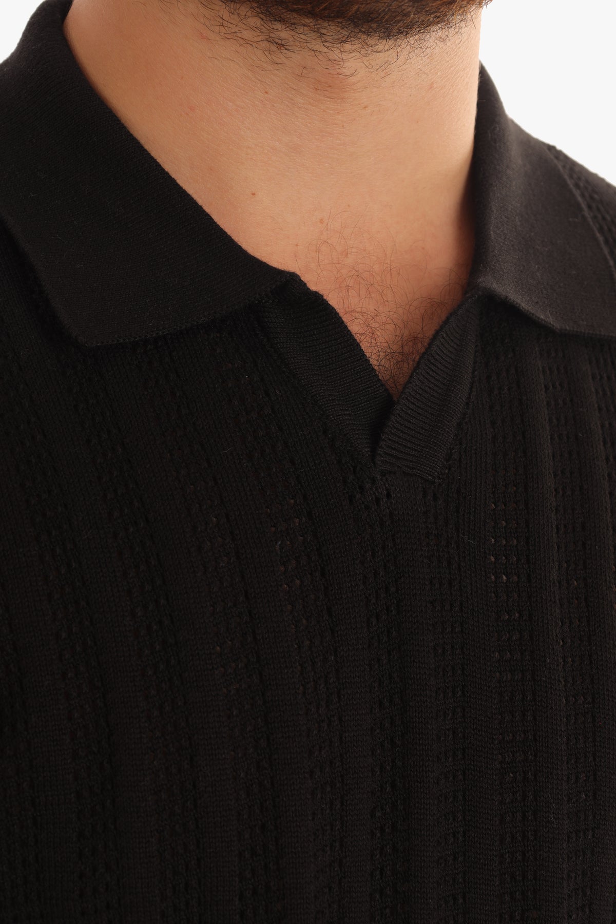 Black Knit Polo T-shirt