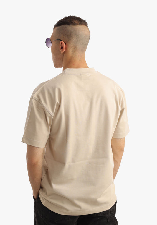 Beige Printed Oversize T-shirt