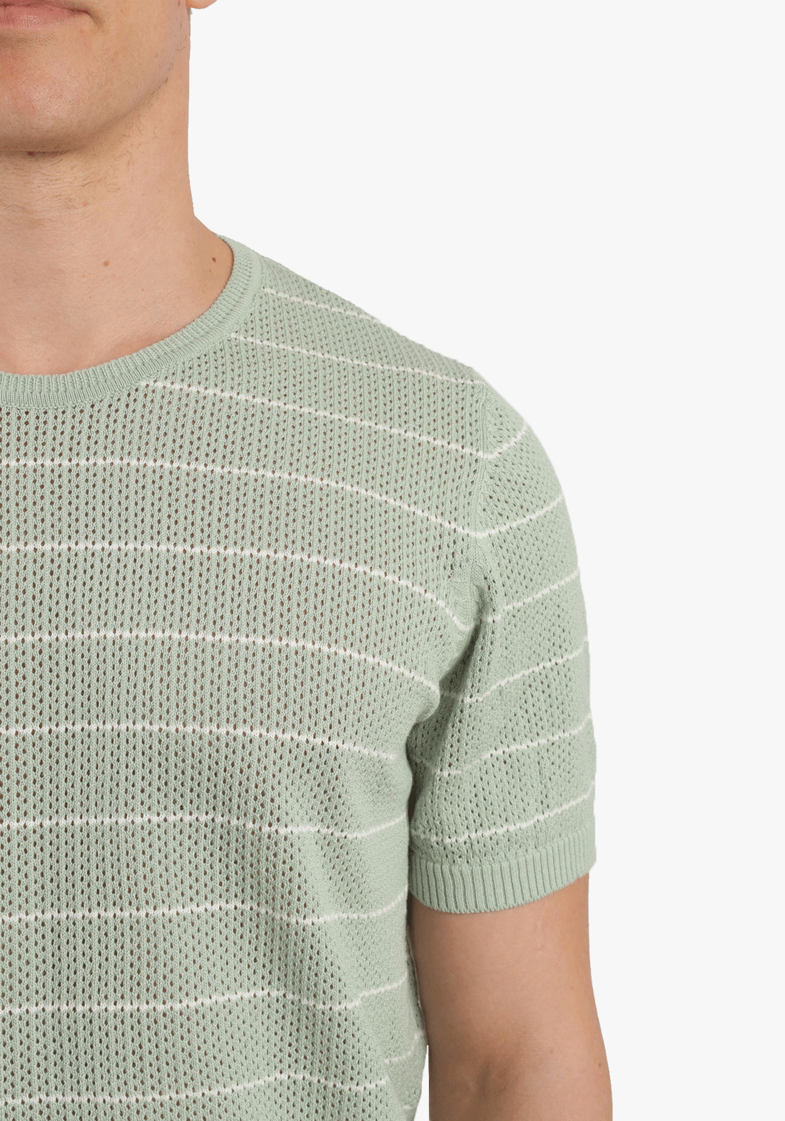 Mint Green Crewneck Striped Trico