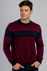 Burgundy striped crewneck pullover