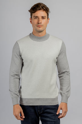 Light Grey Jacquard Half Collar Pullover