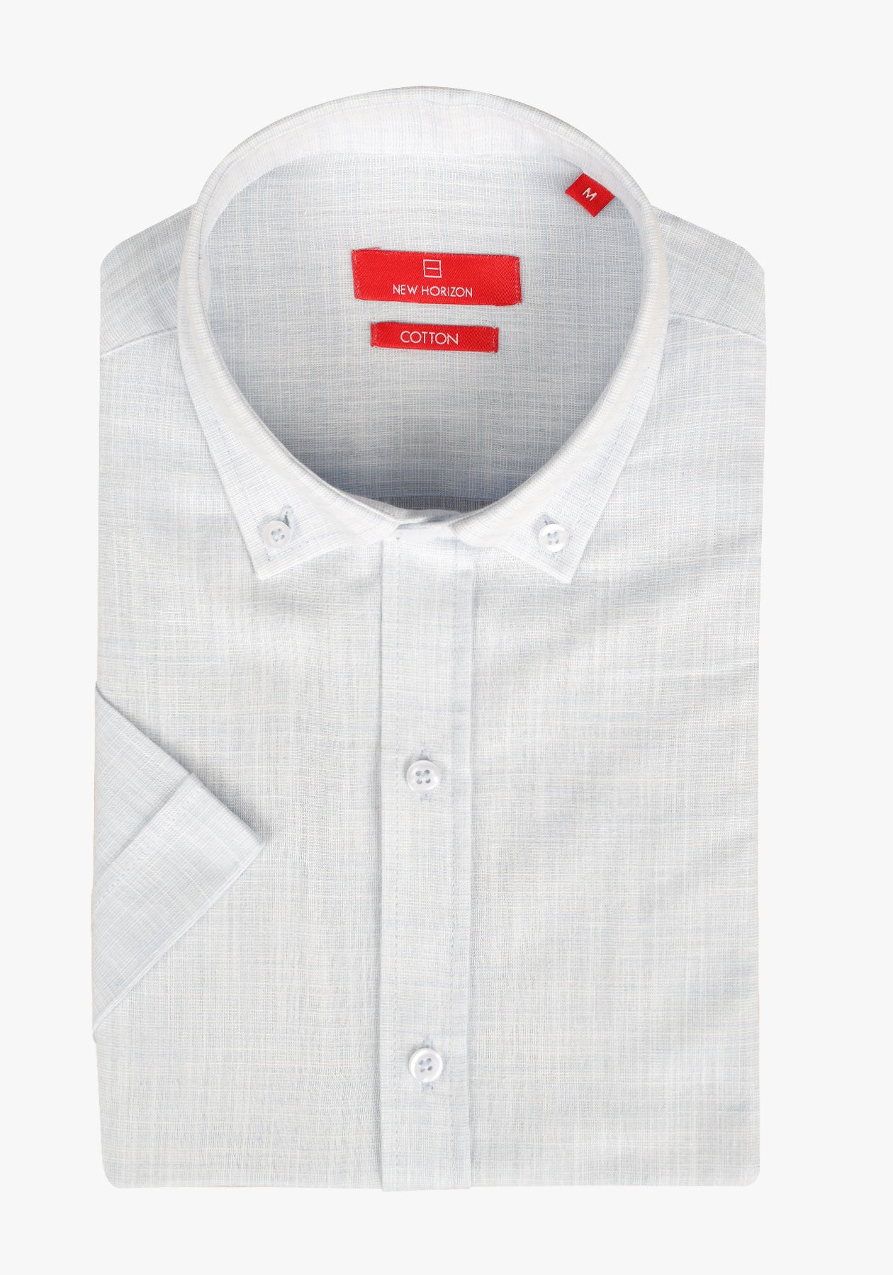 Baby Blue Linen Look Short Sleeves Shirt