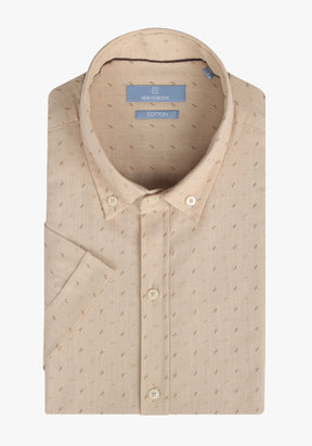 Printed Linen Look Short Sleeves Shirt