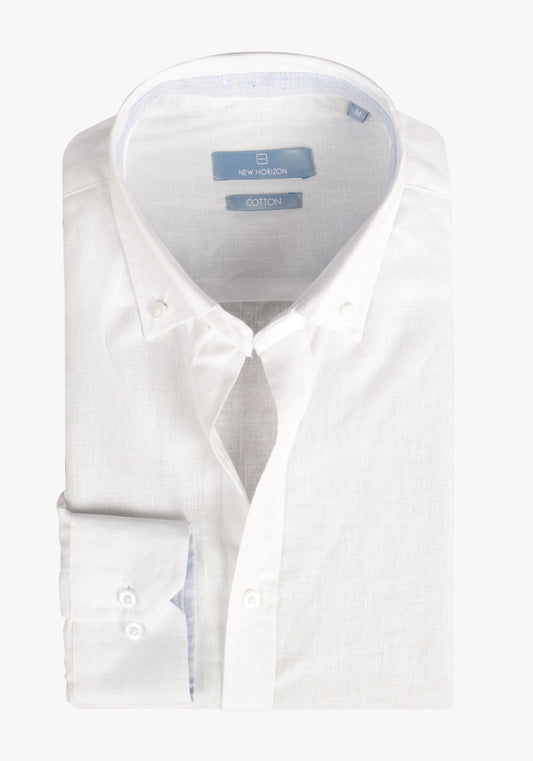 White  Mixed Cotton Long Sleeves Shirt