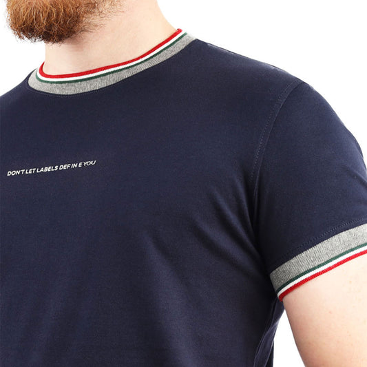 Navy basic short sleeve T-shirt  with a Trico collar