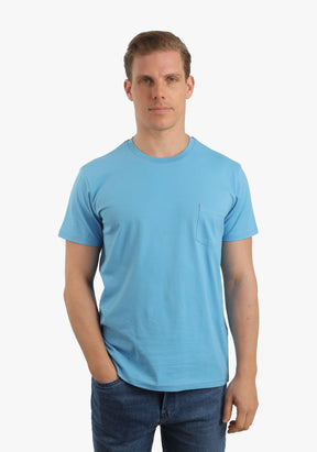 Blue Basic T-Shirt With Pocket