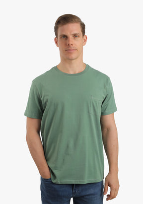 Olive Green Basic T-Shirt With Pocket