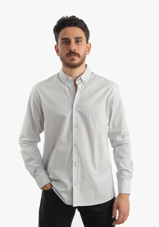 White Long Sleeves Printed Shirt