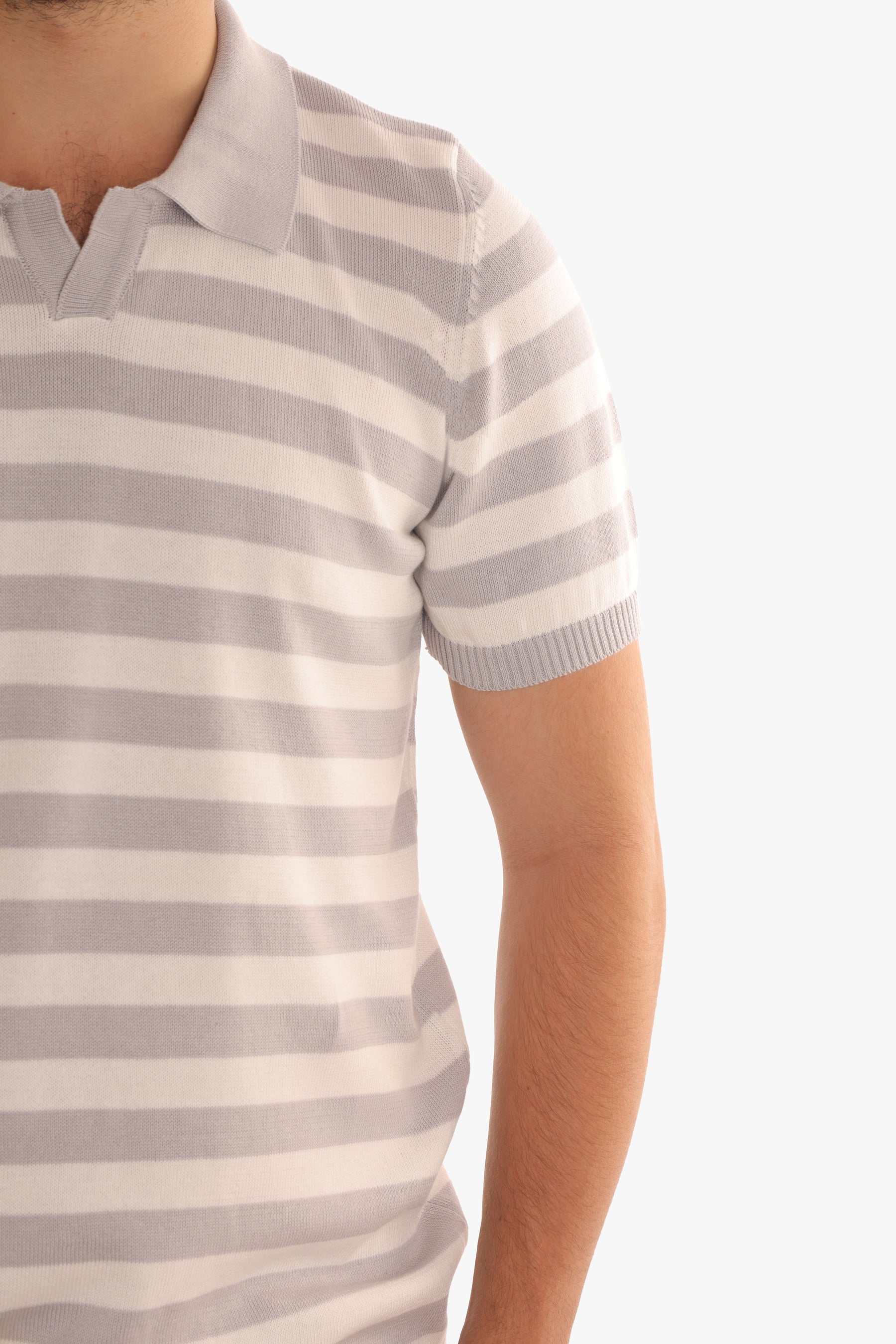 Grey Striped Trico Polo