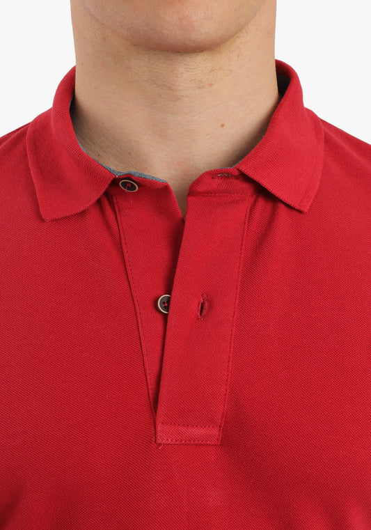 Two Buttons Red Classic Polo