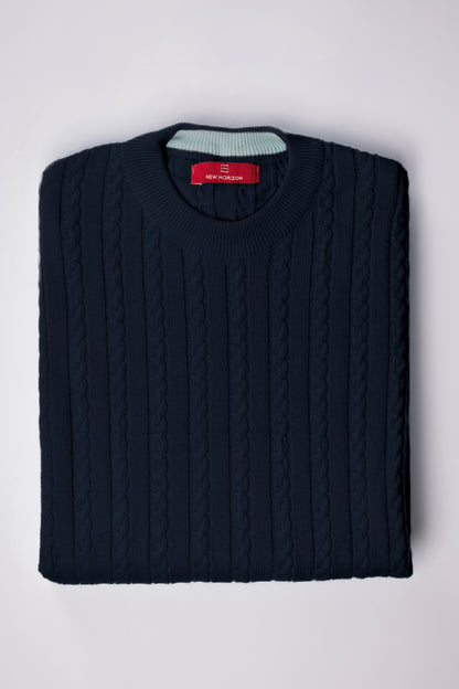 Dark Navy Cable Knit Pullover