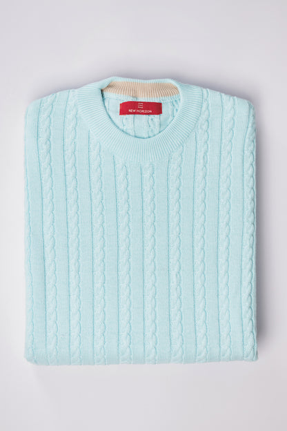 Turquoise Cable Knit Pullover